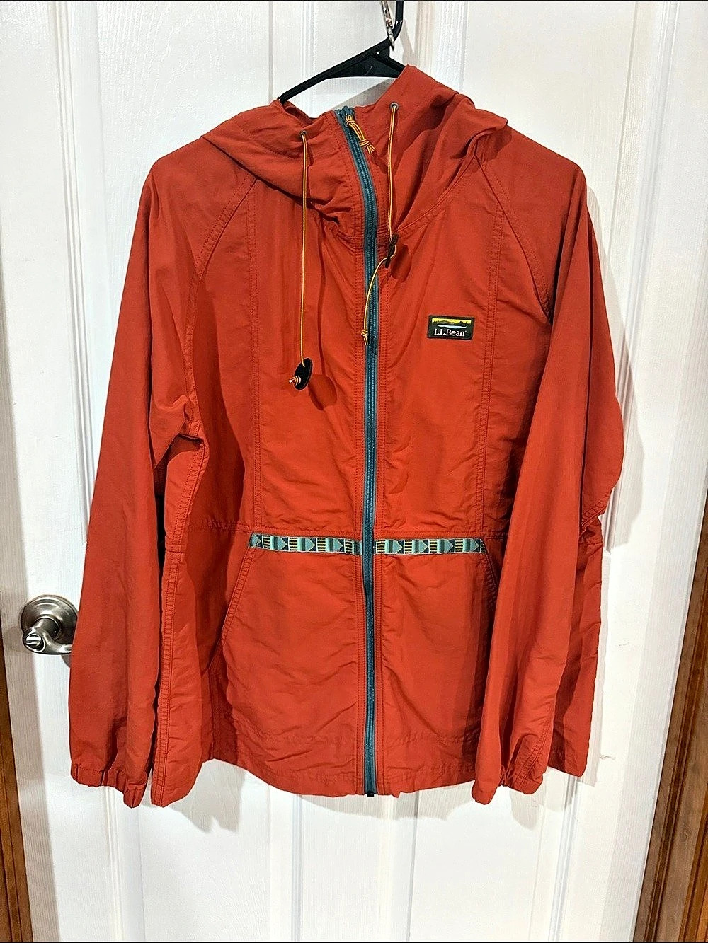 L.L.Bean Mountain Classic Jacket Orange Spice/Mineral Blue LG